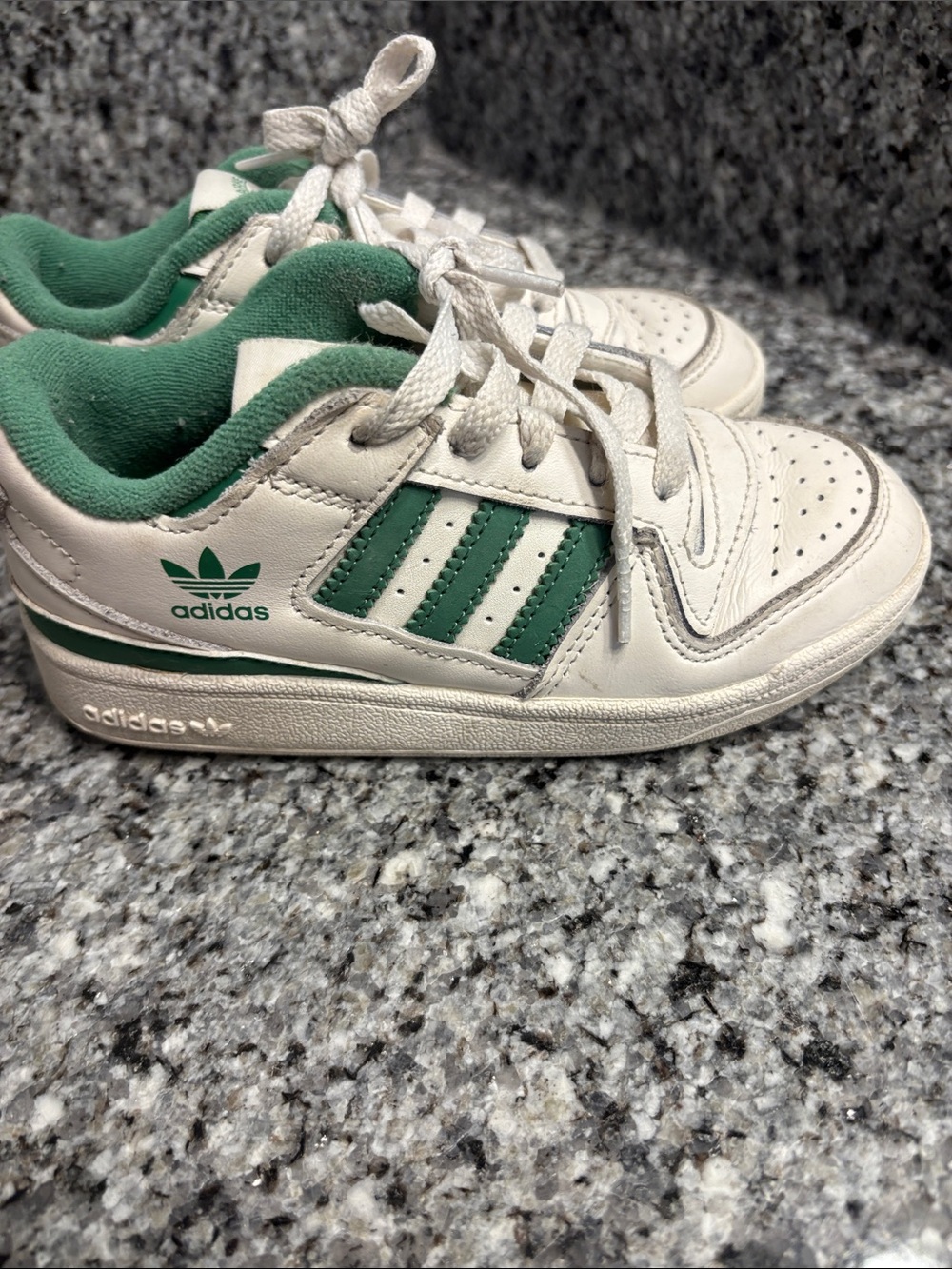 adidas Kids White and Green Low-Top Sneakers